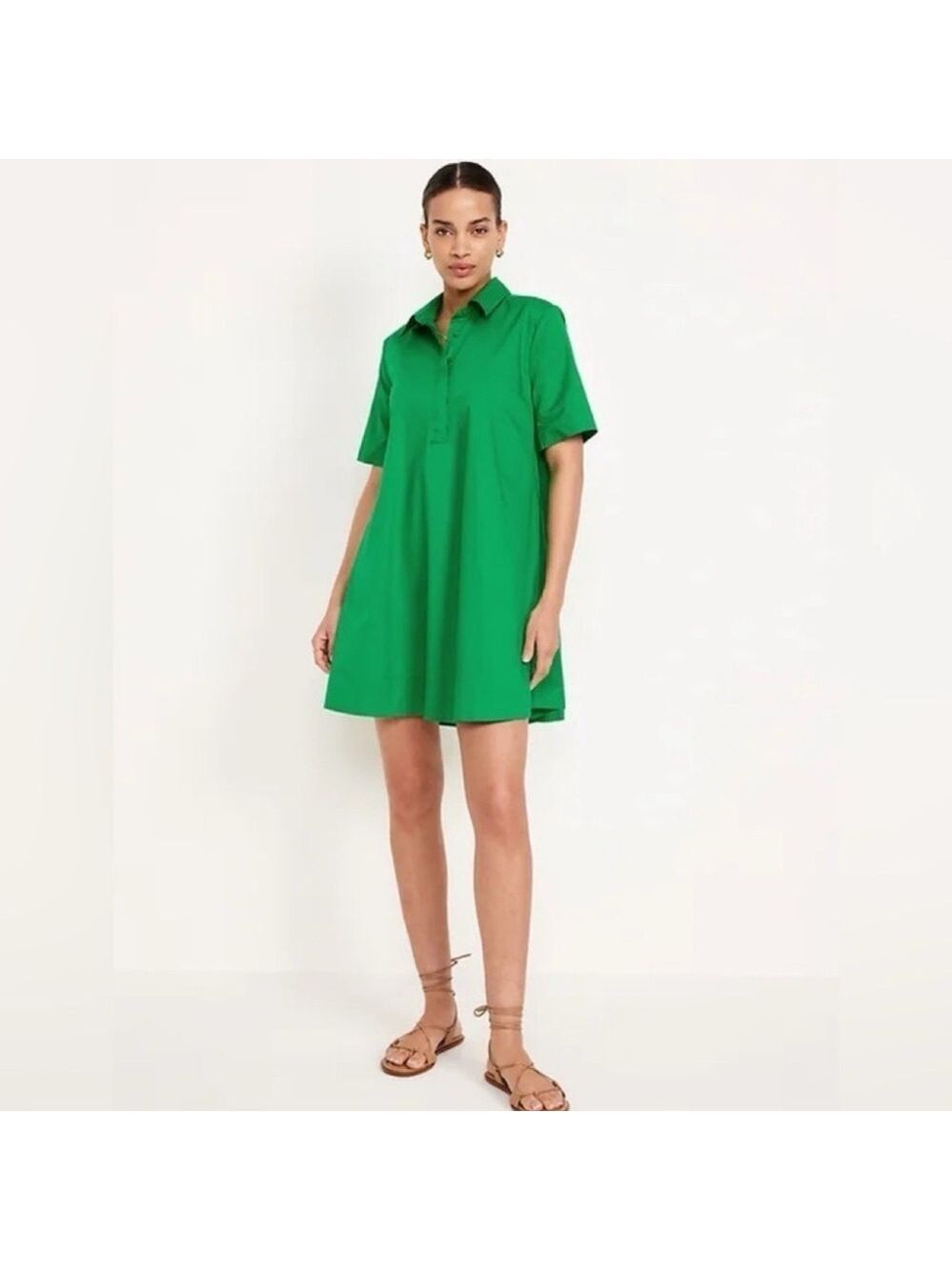 Old Navy Kelly Green A Line Trapeze Swing Cotton Summer Spring Mini Dress NWT XL